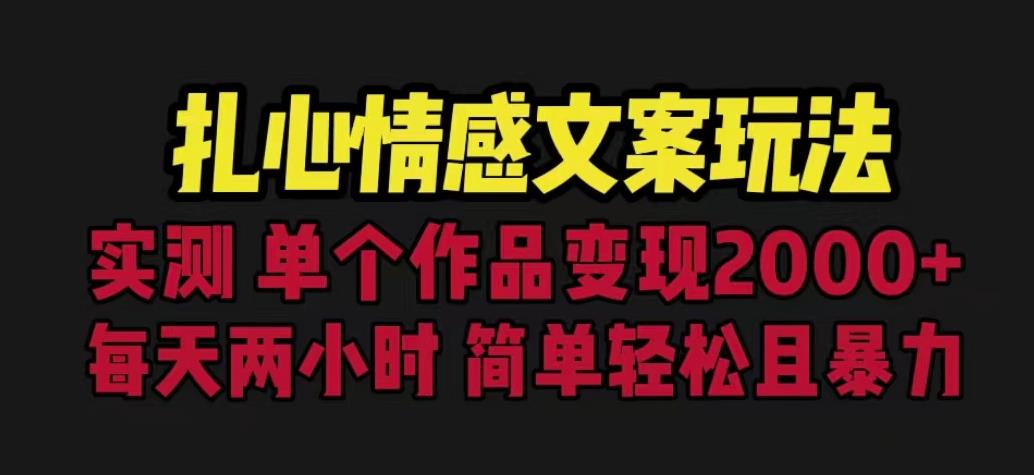 扎心情感文案玩法，单个作品变现5000+，一分钟一条原创作品，流量爆炸【揭秘】-小伟资源网