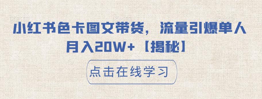 小红书色卡图文带货，流量引爆单人月入20W+【揭秘】-小伟资源网