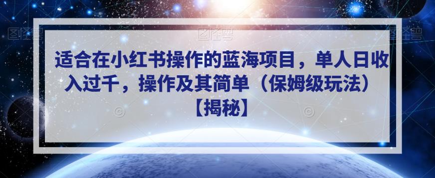 适合在小红书操作的蓝海项目，单人日收入过千，操作及其简单（保姆级玩法）【揭秘】-小伟资源网