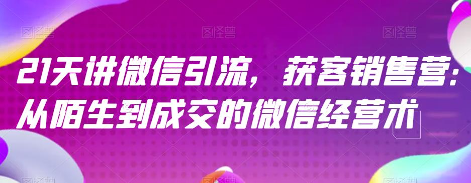 21天讲微信引流获客销售营，从陌生到成交的微信经营术-小伟资源网