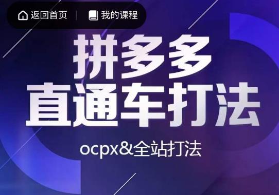 互力·拼多多直通车打法，ocpx&全站打法-小伟资源网