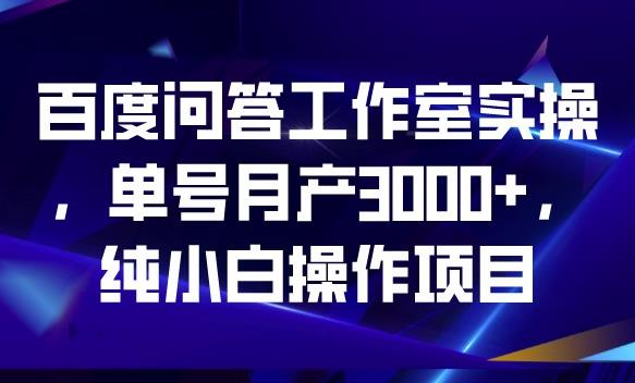 百度问答工作室实操，单号月产3000+，纯小白操作项目【揭秘】-小伟资源网