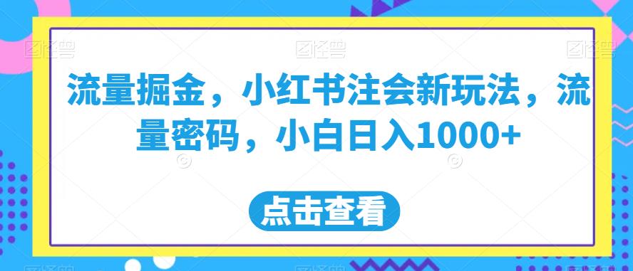 流量掘金，小红书注会新玩法，流量密码，小白日入1000+【揭秘】-小伟资源网