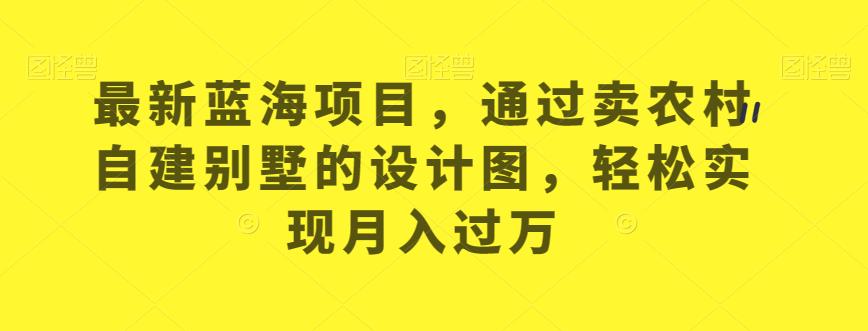 最新蓝海项目，通过卖农村自建别墅的设计图，轻松实现月入过万【揭秘】-小伟资源网