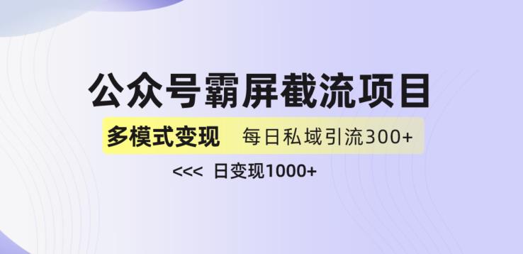 公众号霸屏截流项目+私域多渠道变现玩法，全网首发，日入1000+【揭秘】-小伟资源网