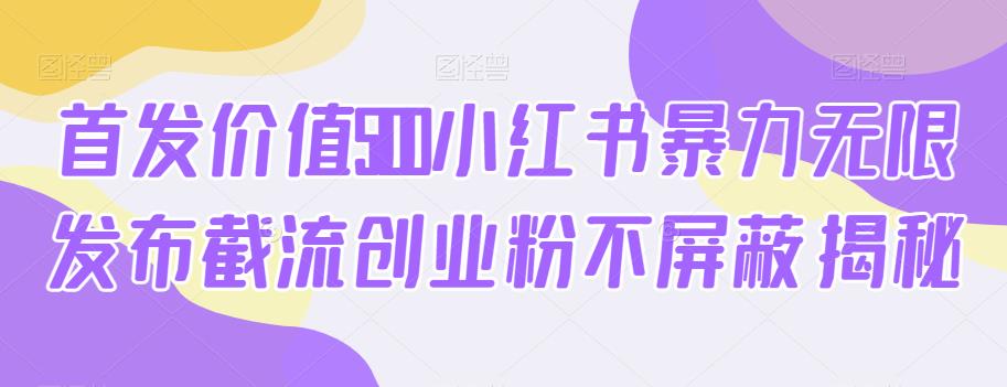 首发价值5100小红书暴力无限发布截流创业粉不屏蔽揭秘-小伟资源网