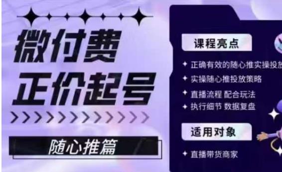 微付费正价起号（随心推篇），正确有效的随心推实操投放-小伟资源网