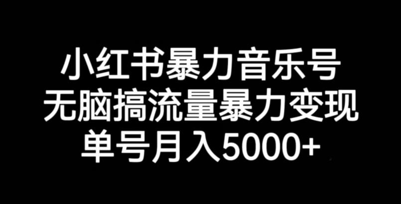 小红书暴力音乐号，无脑搞流量暴力变现，单号月入5000+-小伟资源网