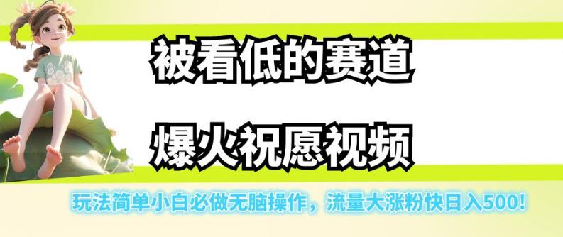 被看低的赛道爆火祝愿视频，玩法简单小白必做无脑操作，流量大涨粉快日入500-小伟资源网