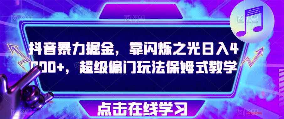 抖音暴力掘金，靠闪烁之光日入4000+，超级偏门玩法保姆式教学-小伟资源网