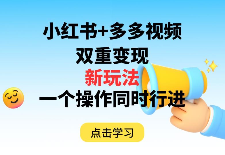 多多视频+小红书，双重变现新玩法，可同时进行【揭秘】-小伟资源网