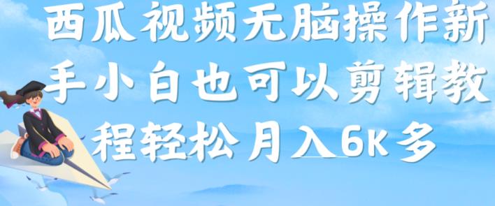 西瓜视频搞笑号，无脑操作新手小白也可月入6K-小伟资源网