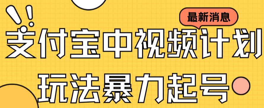 支付宝中视频玩法暴力起号影视起号有播放即可获得收益（带素材）-小伟资源网