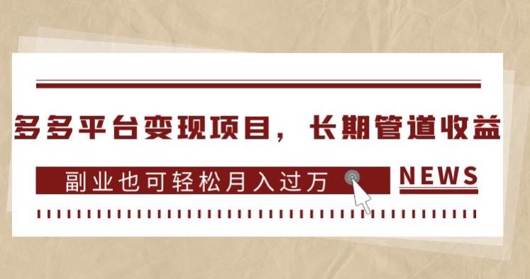 多多平台变现项目，长期管道收益，副业也可轻松月入过万-小伟资源网