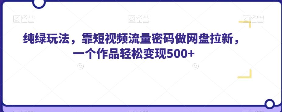 纯绿玩法，靠短视频流量密码做网盘拉新，一个作品轻松变现500+【揭秘】-小伟资源网