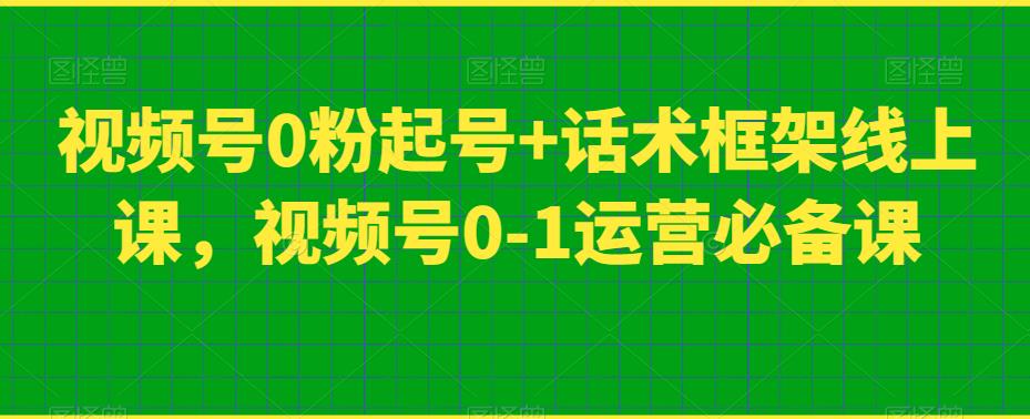 视频号0粉起号+话术框架线上课，视频号0-1运营必备课-小伟资源网