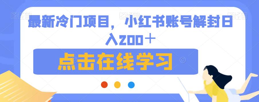 最新冷门项目，小红书账号解封日入200＋【揭秘】-小伟资源网