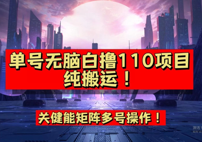 9月全网首发，单号直接白撸110！可多号操作，无脑搬运复制粘贴【揭秘】-小伟资源网