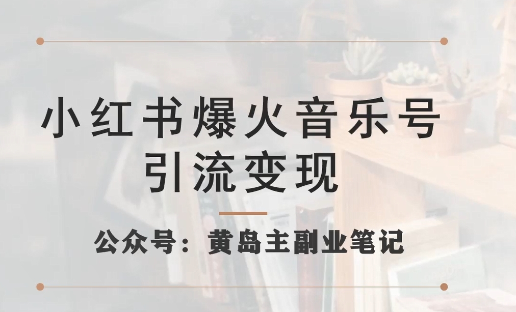 小红书爆火音乐号引流变现项目，视频版一条龙实操玩法分享给你-小伟资源网