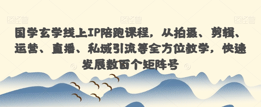 国学玄学线上IP陪跑课程，从拍摄、剪辑、运营、直播、私域引流等全方位教学，快速发展数百个矩阵号-小伟资源网