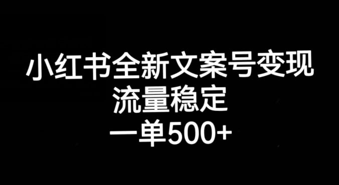 小红书全新文案号变现，流量稳定，一单收入500+-小伟资源网