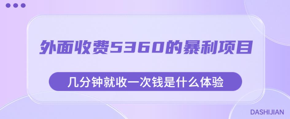 外面收费5360的暴利项目，几分钟就收一次钱是什么体验，附素材【揭秘】-小伟资源网