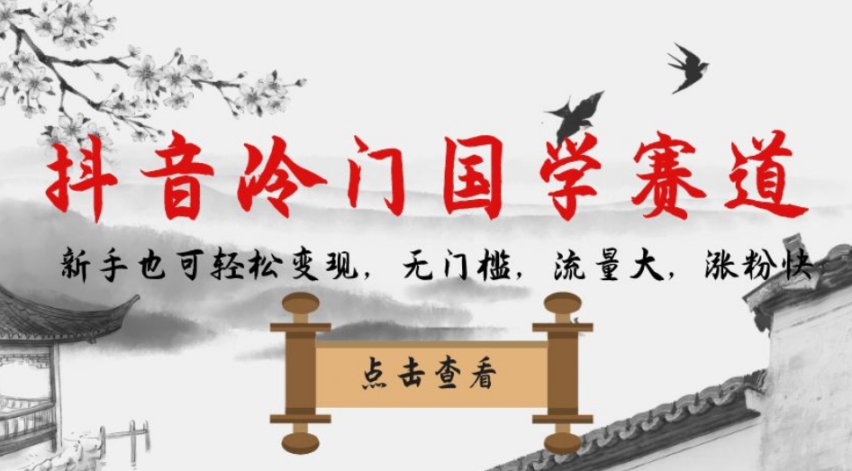 抖音冷门国学赛道，新手也可轻松变现，无门槛，流量大，涨粉快-小伟资源网