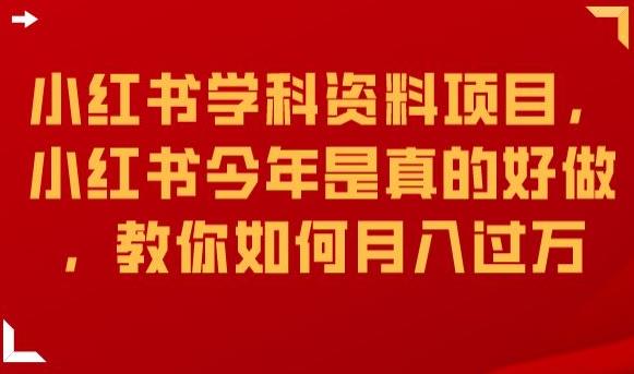 小红书学科资料项目，小红书今年是真的好做，教你如何月入过万【揭秘】-小伟资源网