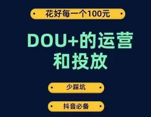 DOU+的运营和投放，花1条DOU+的钱，成为DOU+的投放高手，少走弯路不采坑-小伟资源网