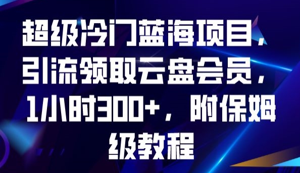 超级冷门蓝海项目，引流领取云盘会员，1小时300+，附保姆级教程-小伟资源网