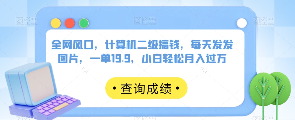 全网风口，计算机二级搞钱，每天发发图片，一单19.9，小白轻松月入过万【揭秘】-小伟资源网