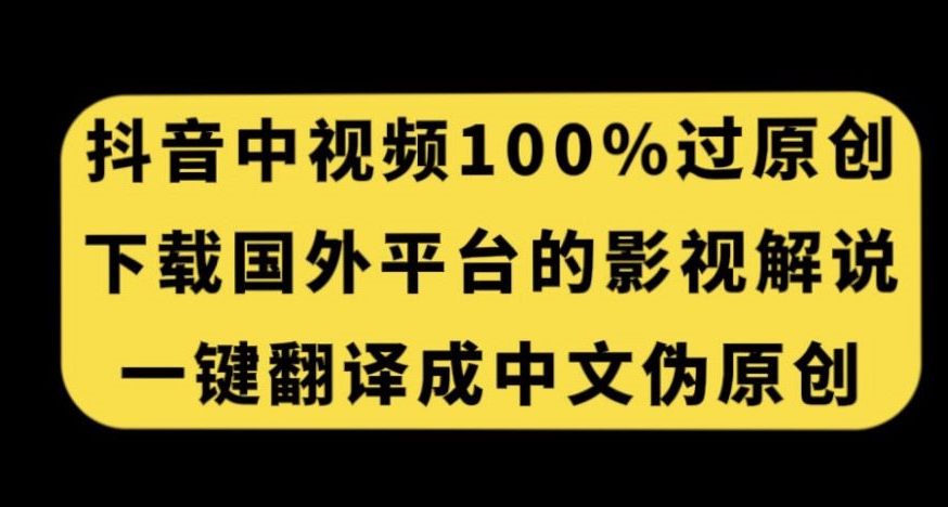 抖音中视频百分百过原创，下载国外平台的电影解说，一键翻译成中文获取收益-小伟资源网