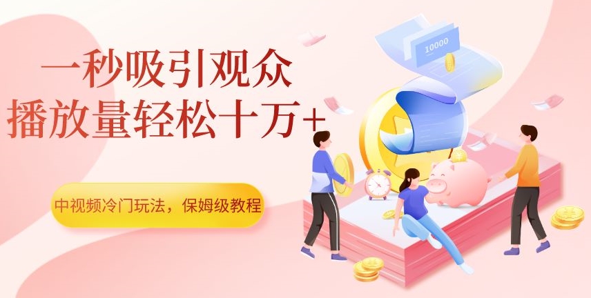 中视频冷门玩法，一秒吸引观众，播放量轻松十万+，保姆级教程【揭秘】-小伟资源网