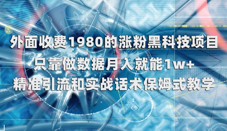 外面收费1980的涨粉黑科技项目，只靠做数据月入就能1w+【揭秘】-小伟资源网