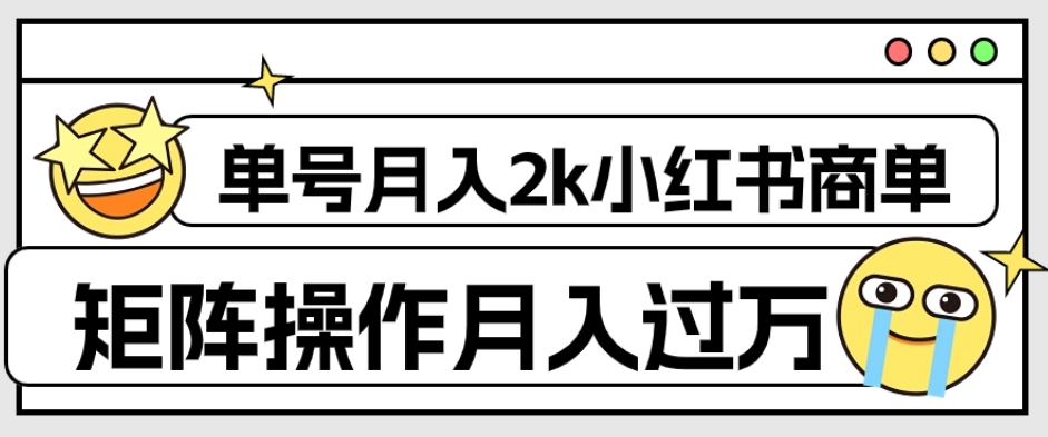 外面收费1980的小红书商单保姆级教程，单号月入2k，矩阵操作轻松月入过万-小伟资源网