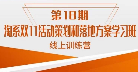 南掌柜·淘系双11活动策划和落地方案线上课18期-小伟资源网