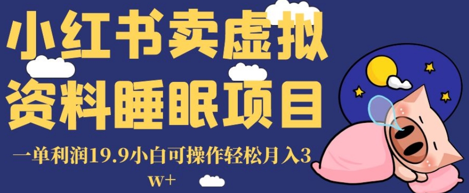 小红书卖虚拟资料睡眠项目，一单利润19.9小白可操作轻松月入3w+【揭秘】-小伟资源网