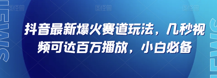 抖音最新爆火赛道玩法，几秒视频可达百万播放，小白必备（附素材）【揭秘】-小伟资源网