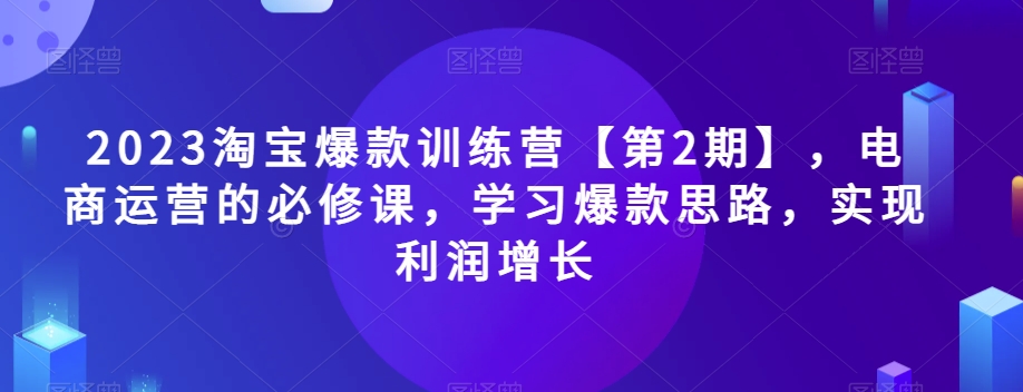 2023淘宝爆款训练营【第2期】，电商运营的必修课，学习爆款思路，实现利润增长-小伟资源网