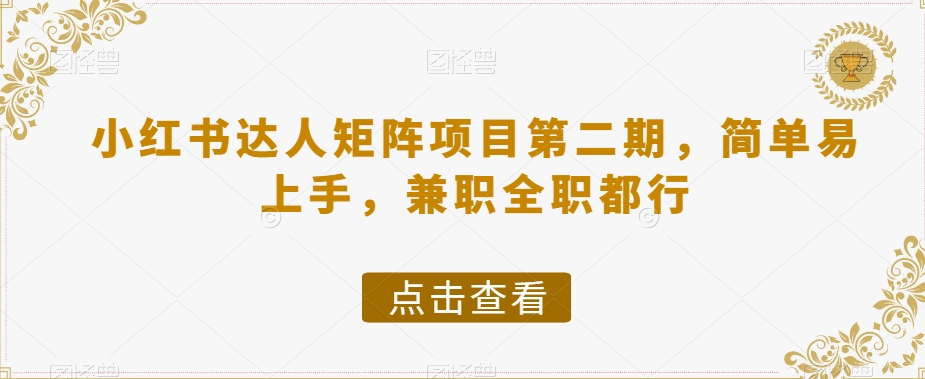 小红书达人矩阵项目第二期，简单易上手，兼职全职都行-小伟资源网