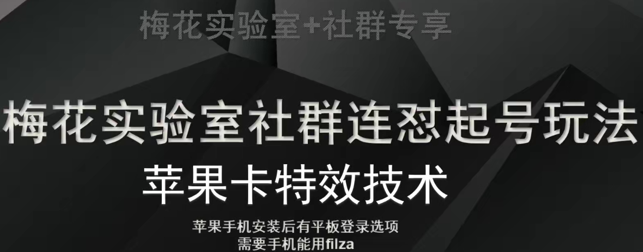 梅花实验室社群视频号连怼起号玩法，最新苹果卡特效技术-小伟资源网