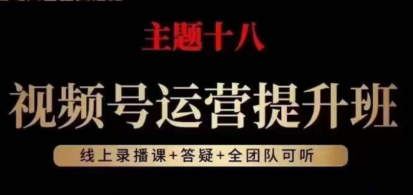 视频号运营提升班，从底层逻辑讲，2023年最佳流量红利！-小伟资源网