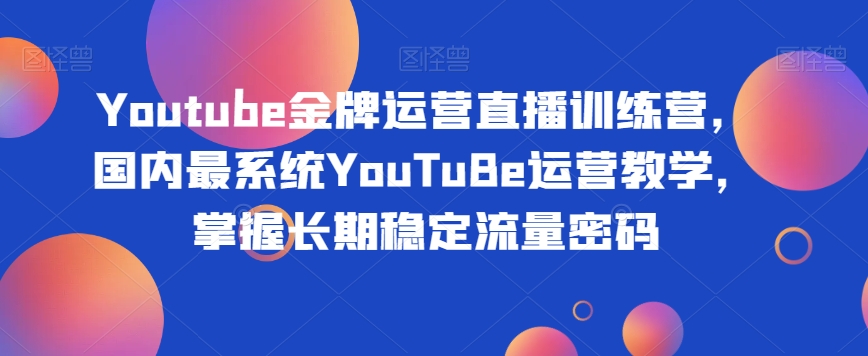 Youtube金牌运营直播训练营，国内最系统YouTuBe运营教学，掌握长期稳定流量密码-小伟资源网