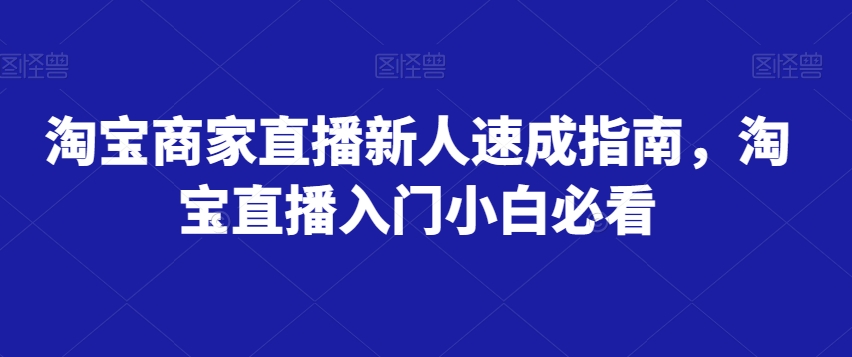 淘宝商家直播新人速成指南，淘宝直播入门小白必看-小伟资源网