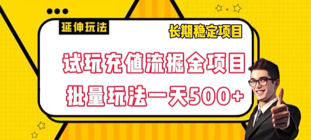 试玩充值流掘金项目，批量矩阵玩法一天500+【揭秘】-小伟资源网