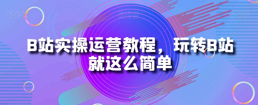 B站实操运营教程，玩转B站就这么简单-小伟资源网