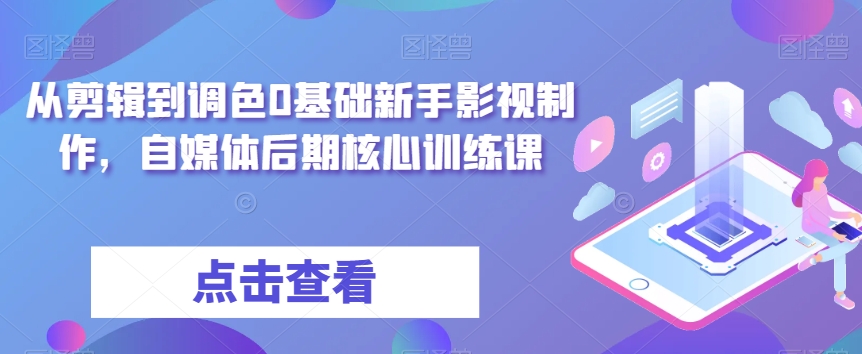 从剪辑到调色0基础新手影视制作，自媒体后期核心训练课-小伟资源网