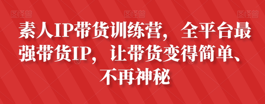 素人IP带货训练营，全平台最强带货IP，让带货变得简单、不再神秘-小伟资源网