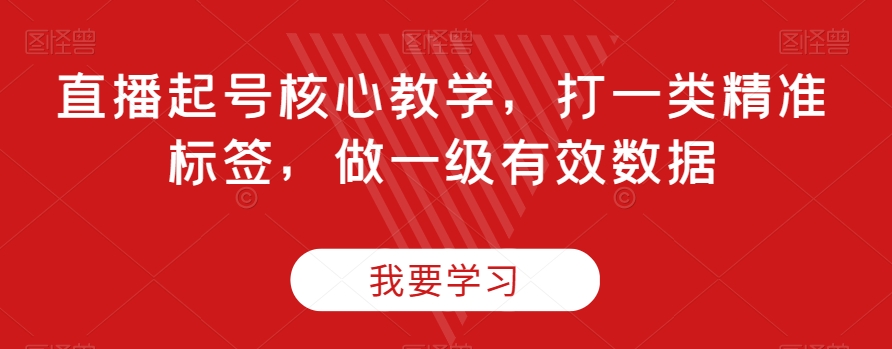 直播起号核心教学，打一类精准标签，做一级有效数据-小伟资源网