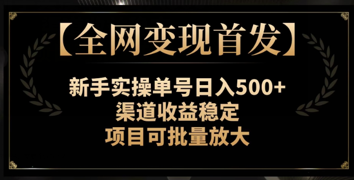 【全网变现首发】新手实操单号日入500+，渠道收益稳定，项目可批量放大【揭秘】-小伟资源网